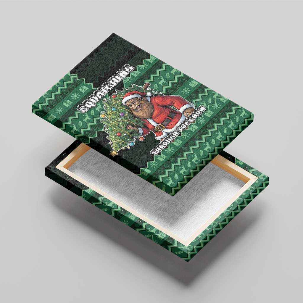 Bigfoot Christmas Canvas Wall Art Squatching Through The Snow - Wonder Print Shop