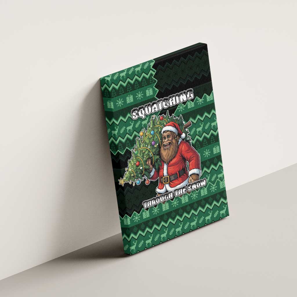 Bigfoot Christmas Canvas Wall Art Squatching Through The Snow - Wonder Print Shop