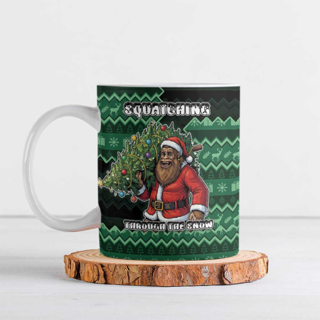 Bigfoot Christmas Ceramic Mug Squatching Through The Snow - Wonder Print Shop