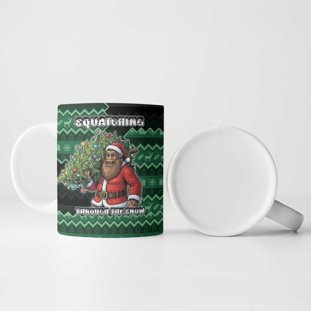Bigfoot Christmas Ceramic Mug Squatching Through The Snow - Wonder Print Shop