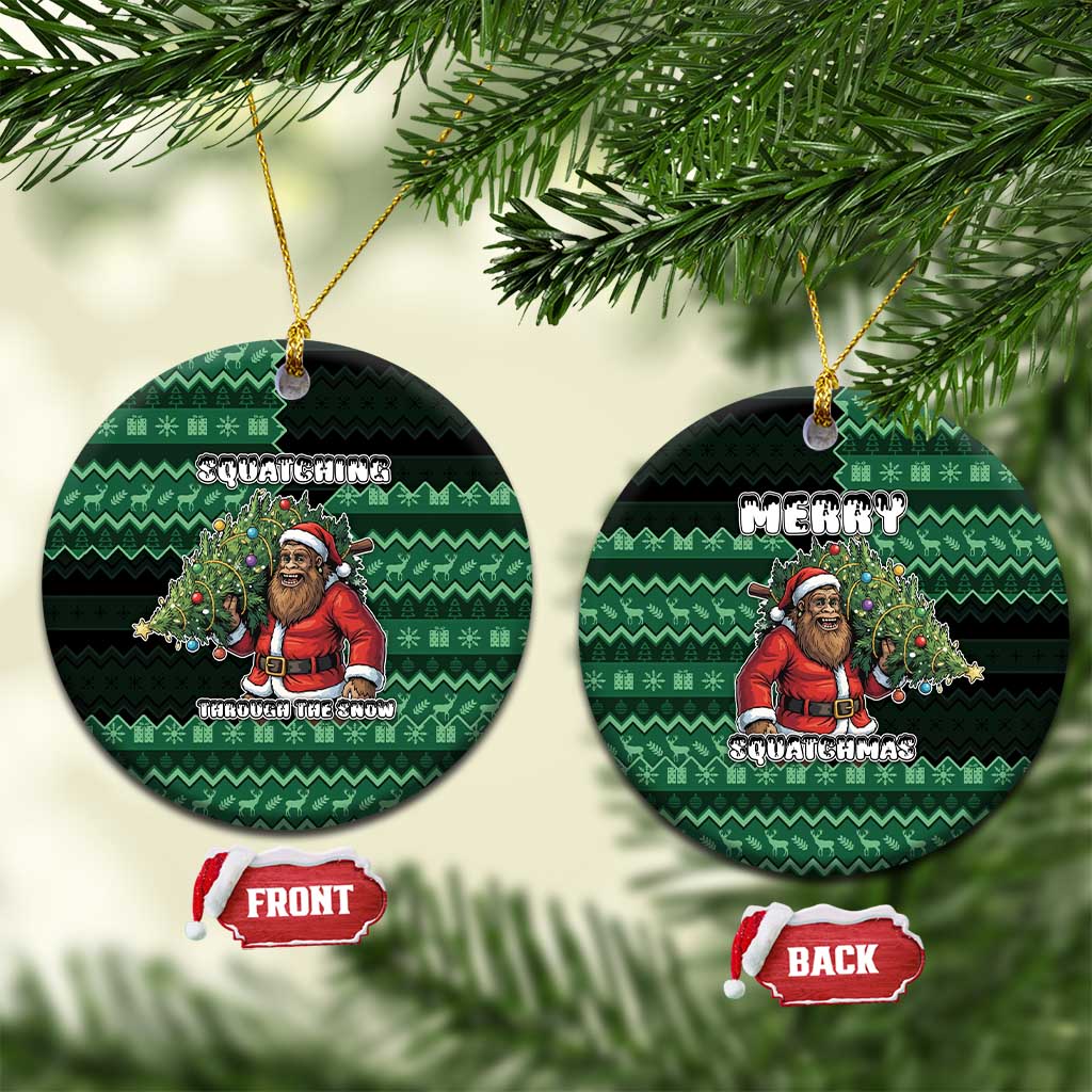 Bigfoot Christmas Ceramic Ornament Squatching Through The Snow - Wonder Print Shop