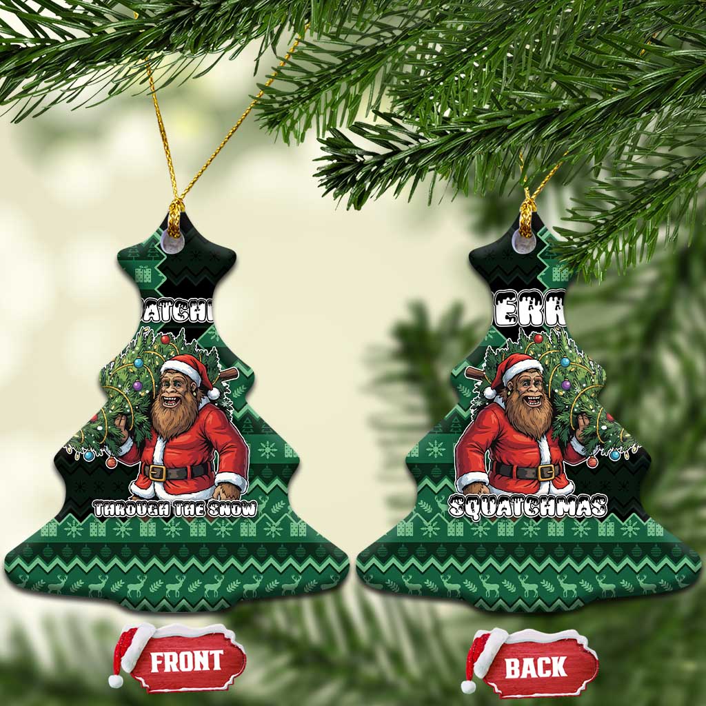 Bigfoot Christmas Ceramic Ornament Squatching Through The Snow - Wonder Print Shop