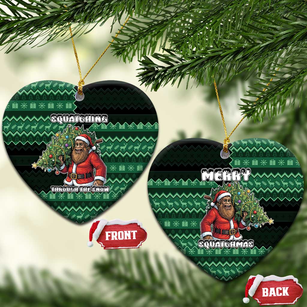 Bigfoot Christmas Ceramic Ornament Squatching Through The Snow - Wonder Print Shop