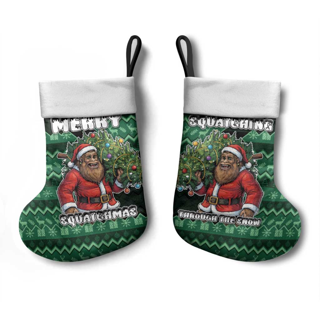 Bigfoot Christmas Stocking Squatching Through The Snow - Wonder Print Shop