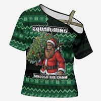 Bigfoot Christmas Cross Shoulder Shirt Squatching Through The Snow - Wonder Print Shop