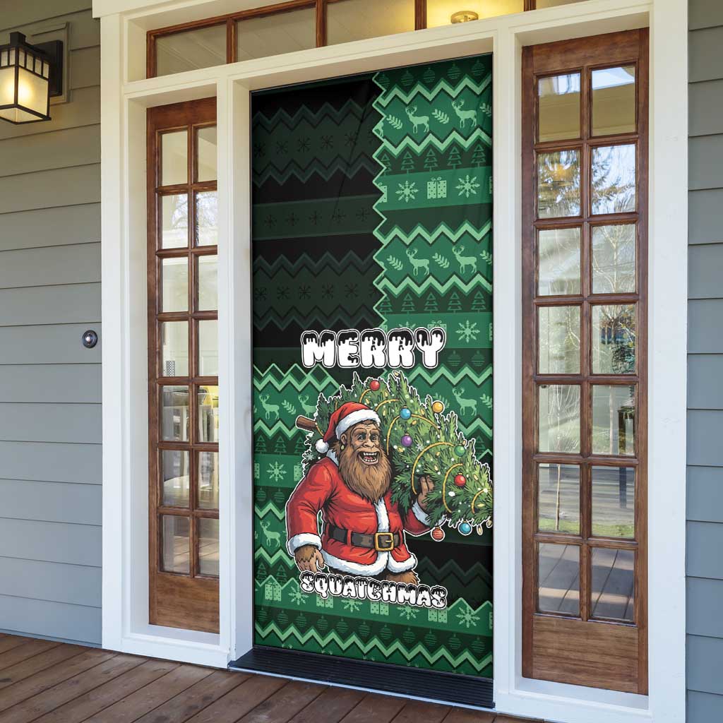 Bigfoot Christmas Door Cover Squatching Through The Snow - Wonder Print Shop