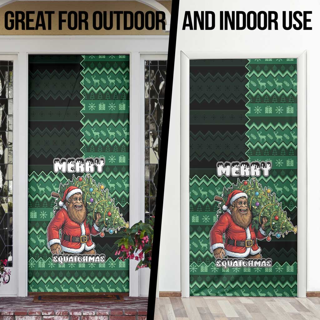 Bigfoot Christmas Door Cover Squatching Through The Snow - Wonder Print Shop