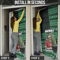 Bigfoot Christmas Door Cover Squatching Through The Snow - Wonder Print Shop