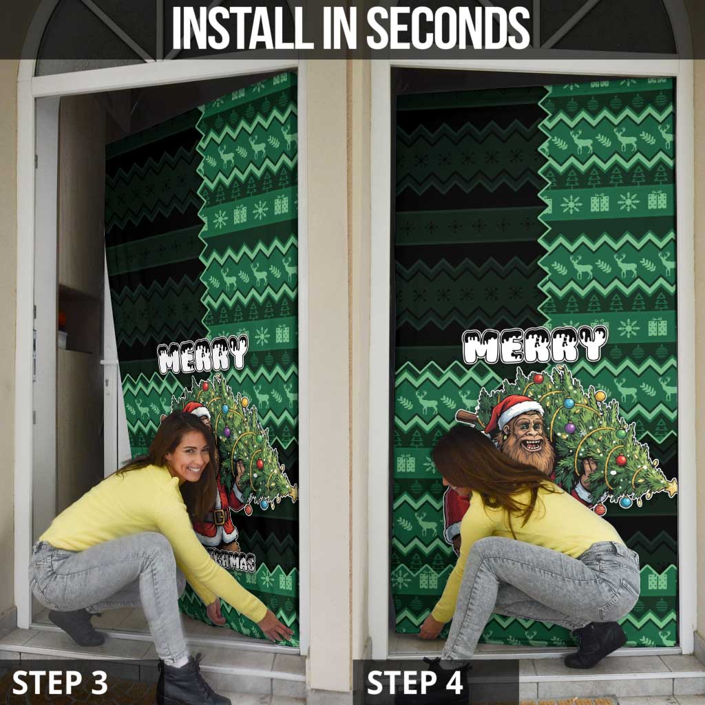 Bigfoot Christmas Door Cover Squatching Through The Snow - Wonder Print Shop