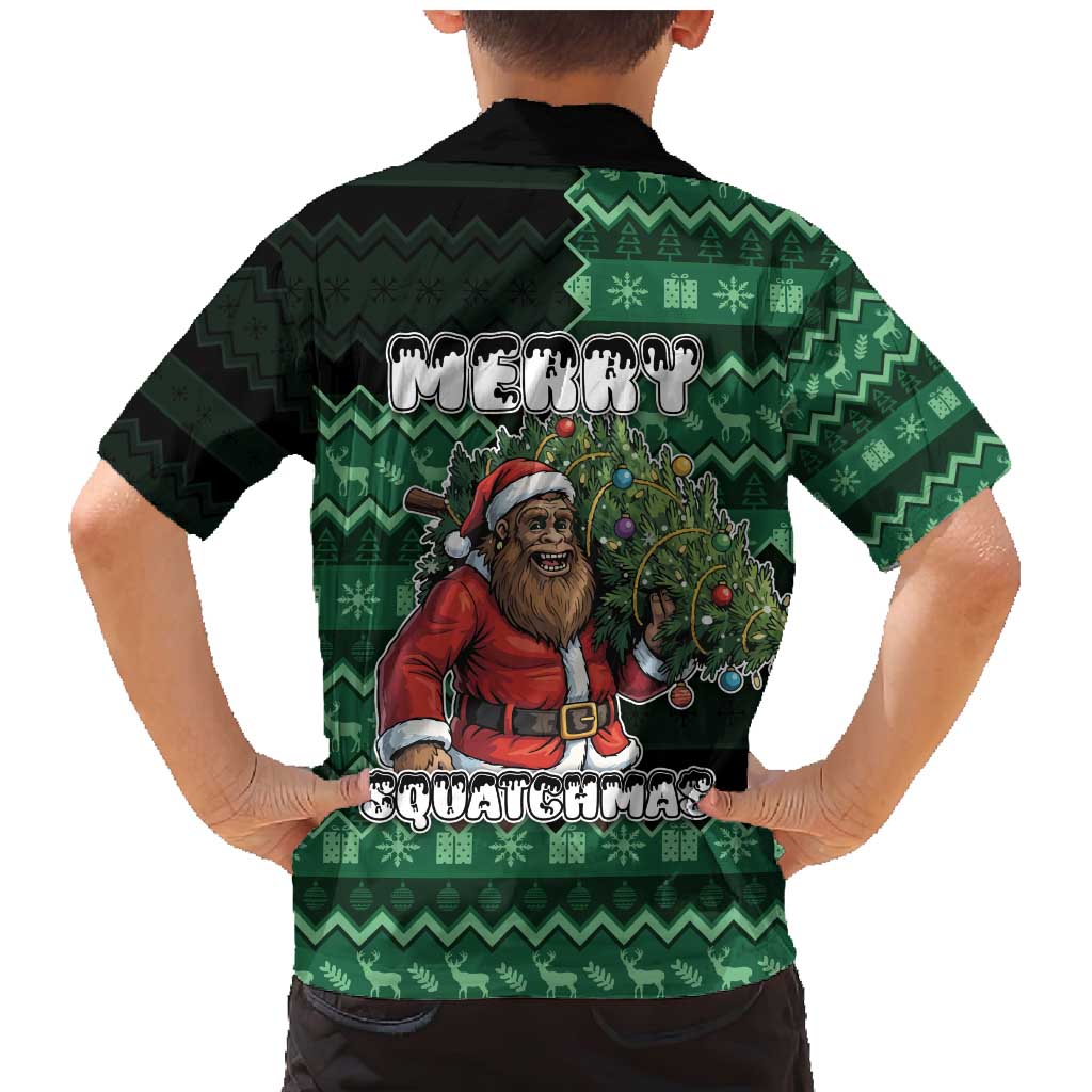 Bigfoot Christmas Family Matching Mermaid Dress and Hawaiian Shirt Squatching Through The Snow - Wonder Print Shop