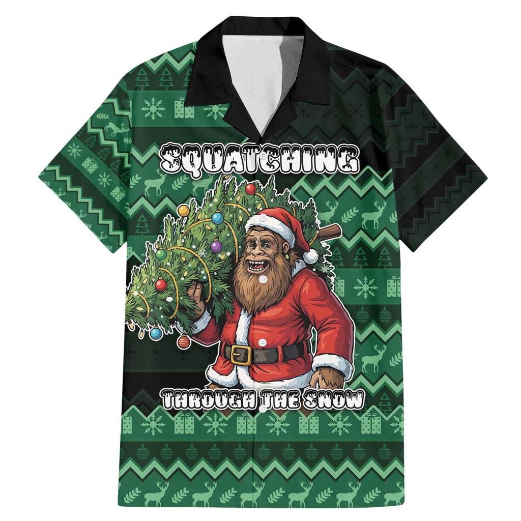 Bigfoot Christmas Family Matching Mermaid Dress and Hawaiian Shirt Squatching Through The Snow - Wonder Print Shop