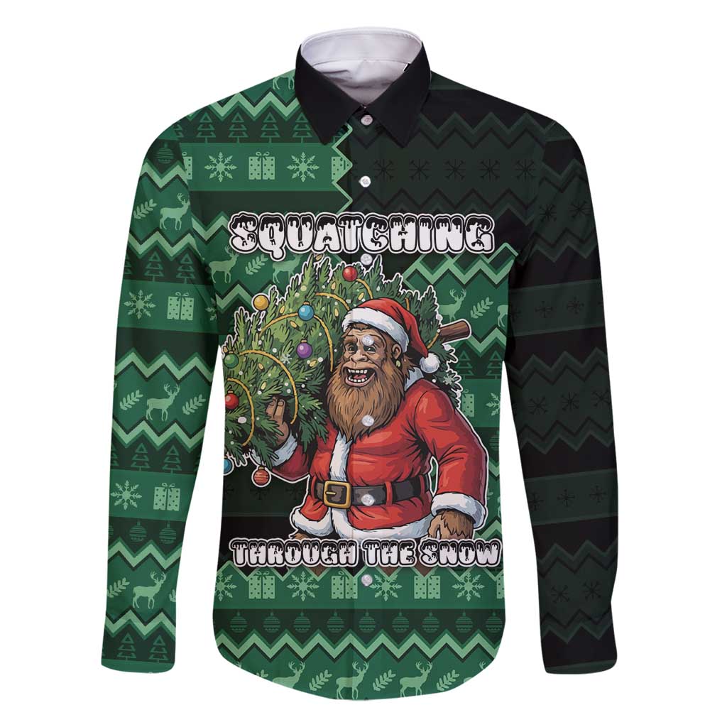 Bigfoot Christmas Family Matching Mermaid Dress and Hawaiian Shirt Squatching Through The Snow - Wonder Print Shop