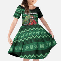 Bigfoot Christmas Family Matching Off The Shoulder Long Sleeve Dress and Hawaiian Shirt Squatching Through The Snow - Wonder Print Shop