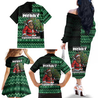 Bigfoot Christmas Family Matching Off The Shoulder Long Sleeve Dress and Hawaiian Shirt Squatching Through The Snow - Wonder Print Shop