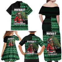 Bigfoot Christmas Family Matching Off Shoulder Maxi Dress and Hawaiian Shirt Squatching Through The Snow - Wonder Print Shop