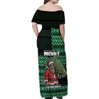 Bigfoot Christmas Family Matching Off Shoulder Maxi Dress and Hawaiian Shirt Squatching Through The Snow - Wonder Print Shop