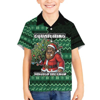 Bigfoot Christmas Family Matching Off Shoulder Maxi Dress and Hawaiian Shirt Squatching Through The Snow - Wonder Print Shop
