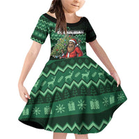 Bigfoot Christmas Family Matching Off Shoulder Short Dress and Hawaiian Shirt Squatching Through The Snow - Wonder Print Shop