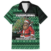 Bigfoot Christmas Family Matching Short Sleeve Bodycon Dress and Hawaiian Shirt Squatching Through The Snow - Wonder Print Shop