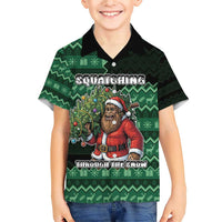 Bigfoot Christmas Family Matching Short Sleeve Bodycon Dress and Hawaiian Shirt Squatching Through The Snow - Wonder Print Shop