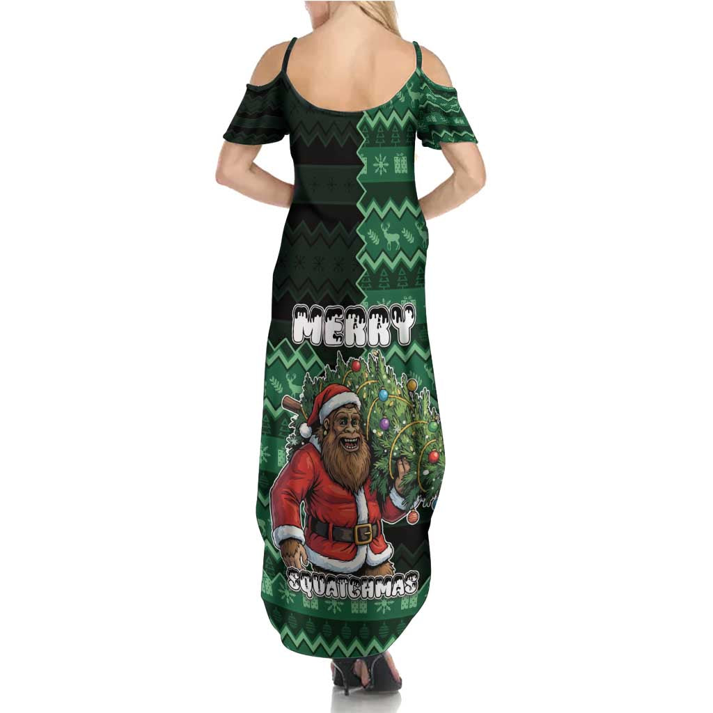 Bigfoot Christmas Family Matching Summer Maxi Dress and Hawaiian Shirt Squatching Through The Snow - Wonder Print Shop