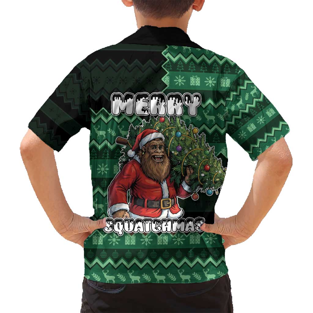Bigfoot Christmas Family Matching Tank Maxi Dress and Hawaiian Shirt Squatching Through The Snow - Wonder Print Shop