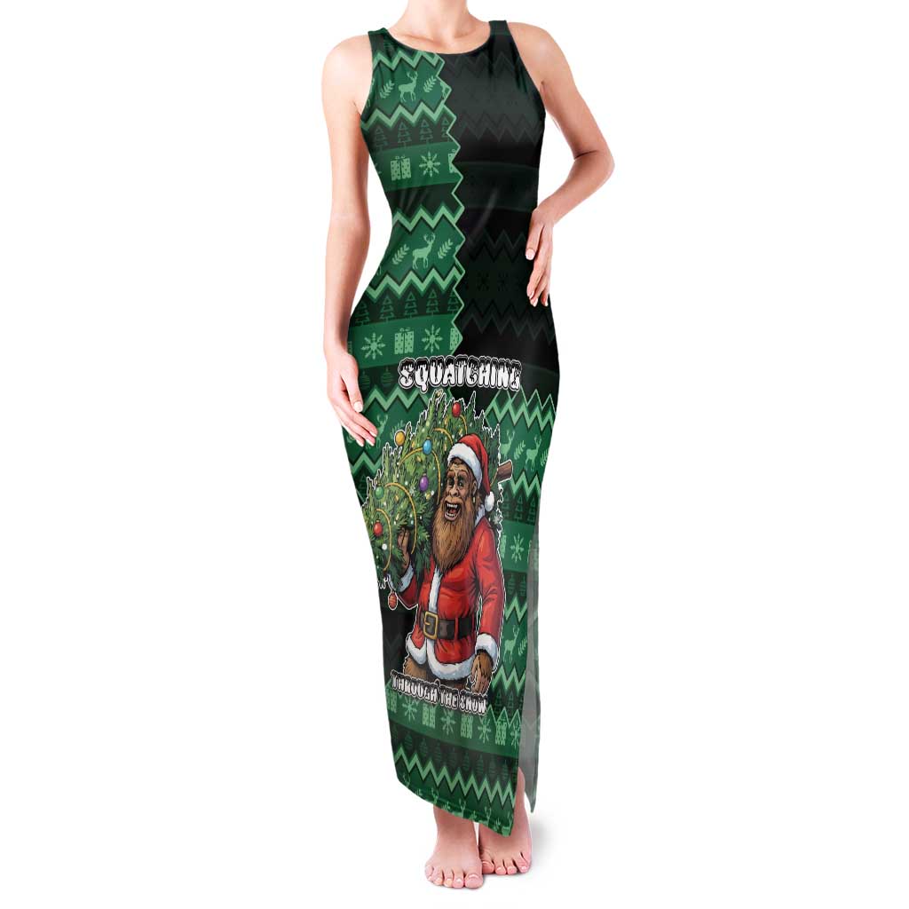Bigfoot Christmas Family Matching Tank Maxi Dress and Hawaiian Shirt Squatching Through The Snow - Wonder Print Shop