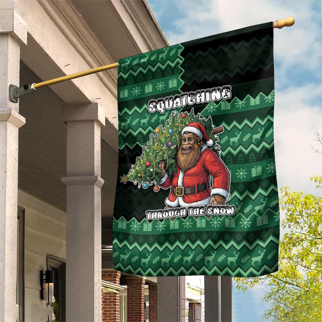 Bigfoot Christmas Garden Flag Squatching Through The Snow - Wonder Print Shop