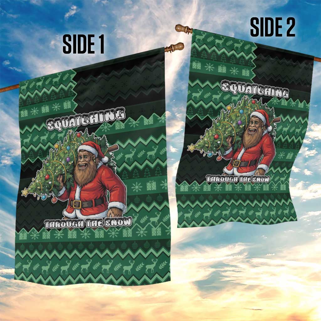 Bigfoot Christmas Garden Flag Squatching Through The Snow - Wonder Print Shop