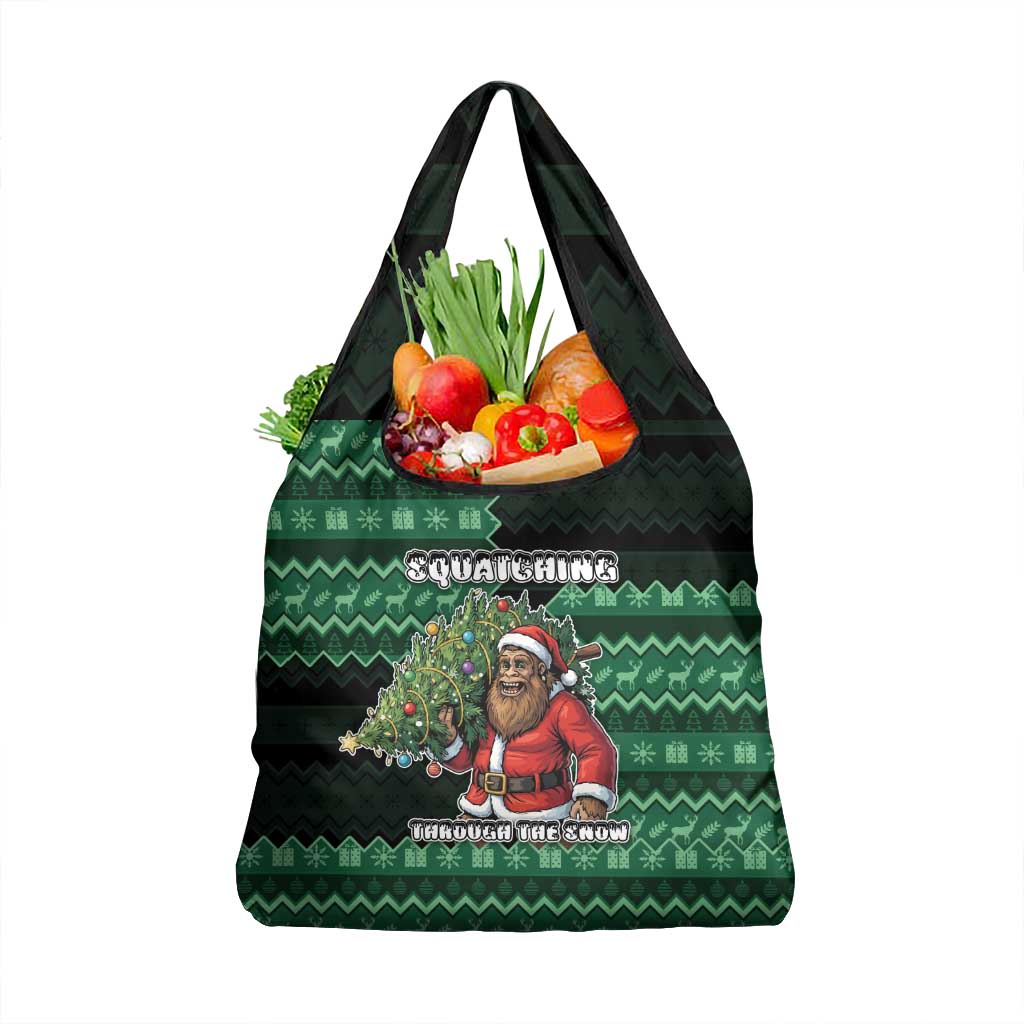 Bigfoot Christmas Grocery Bag Squatching Through The Snow - Wonder Print Shop