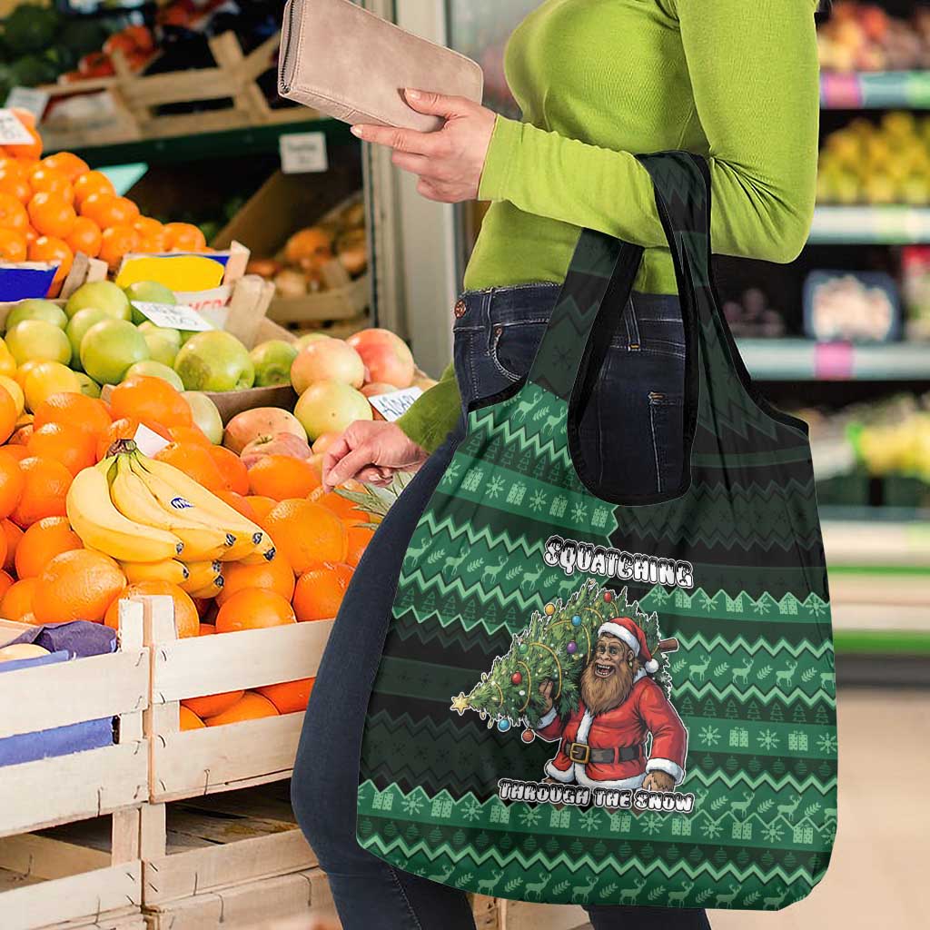 Bigfoot Christmas Grocery Bag Squatching Through The Snow - Wonder Print Shop