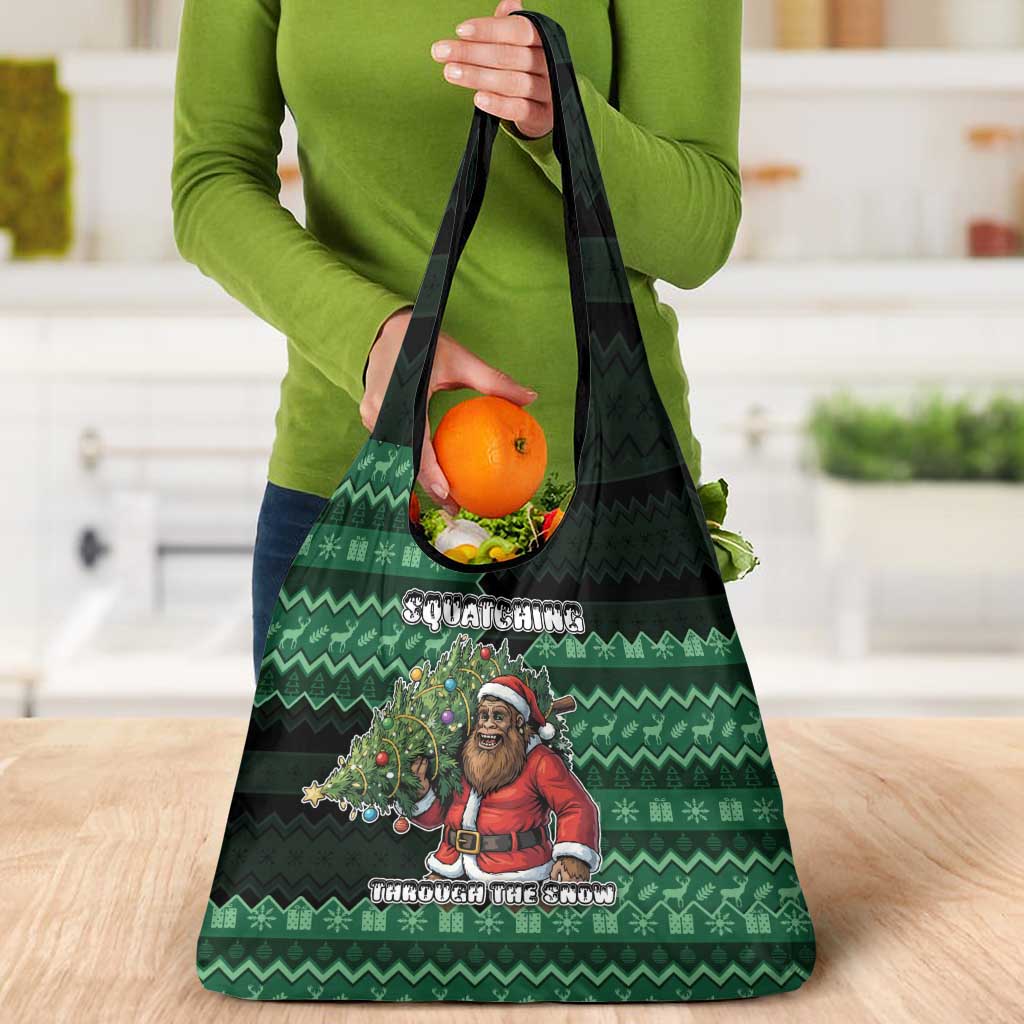 Bigfoot Christmas Grocery Bag Squatching Through The Snow - Wonder Print Shop