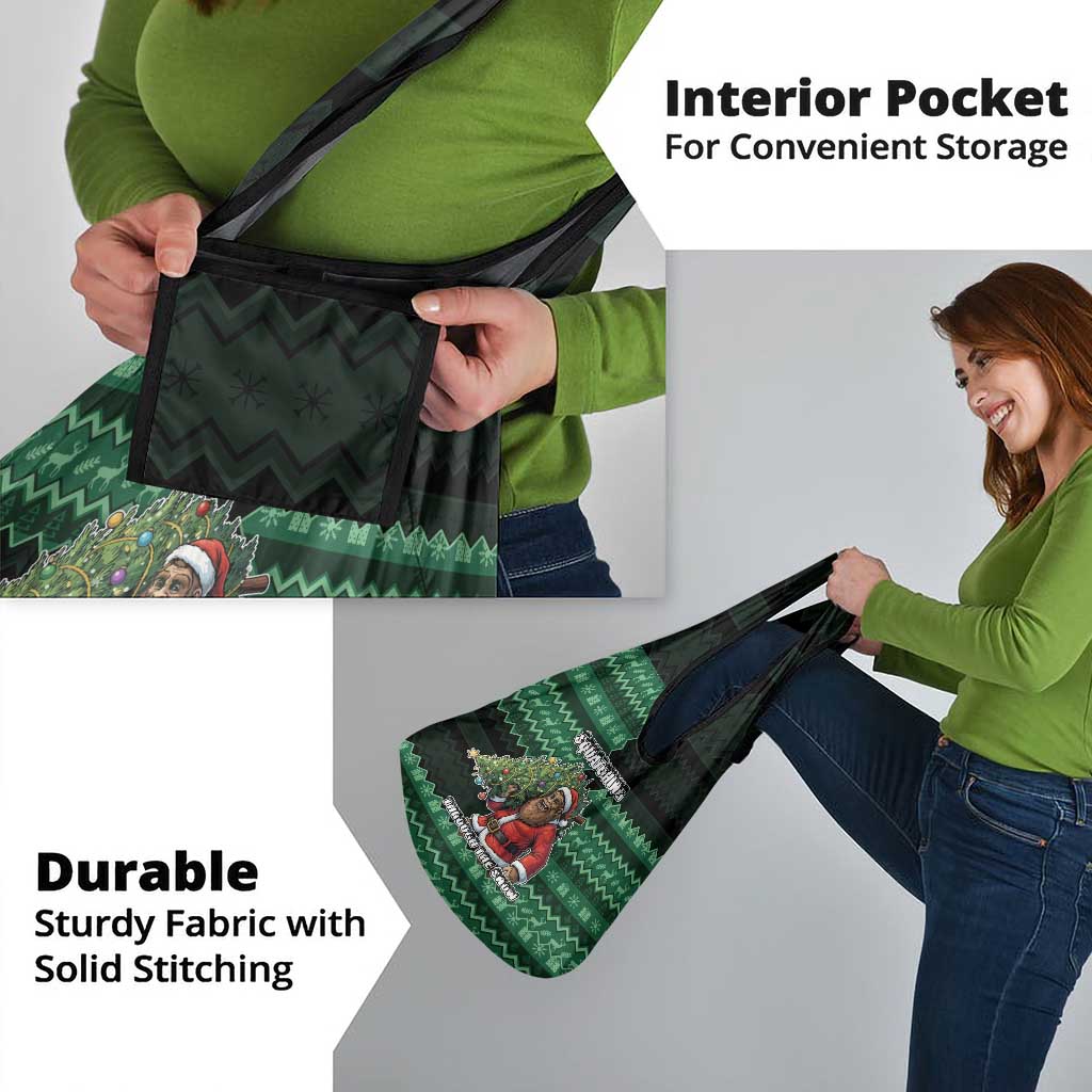 Bigfoot Christmas Grocery Bag Squatching Through The Snow - Wonder Print Shop