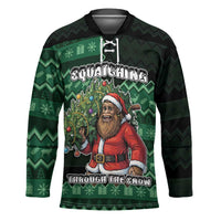 Bigfoot Christmas Hockey Jersey Squatching Through The Snow - Wonder Print Shop