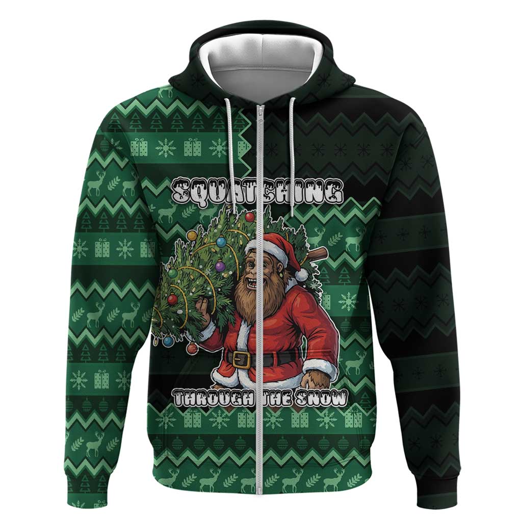 Bigfoot Christmas Hoodie Squatching Through The Snow - Wonder Print Shop