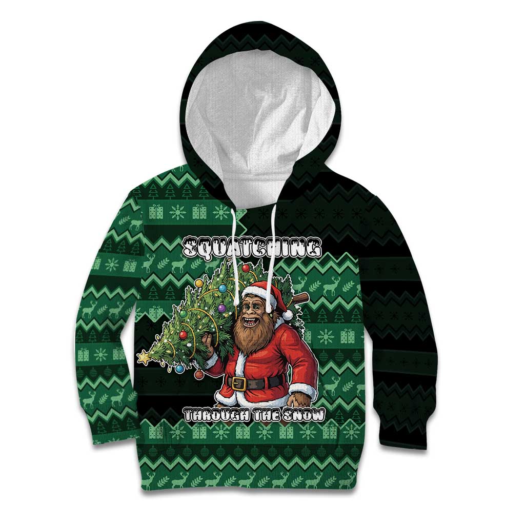 Bigfoot Christmas Kid Hoodie Squatching Through The Snow - Wonder Print Shop