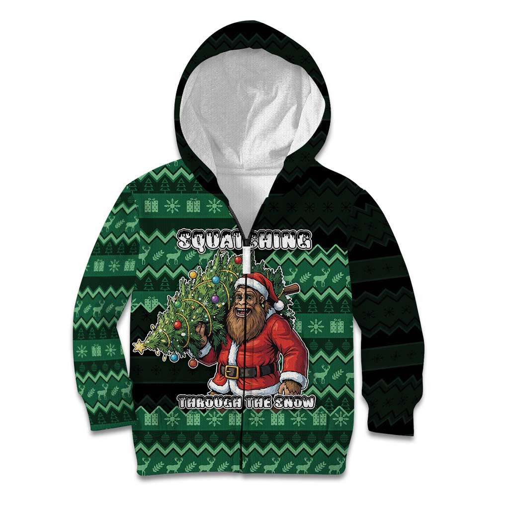 Bigfoot Christmas Kid Hoodie Squatching Through The Snow - Wonder Print Shop