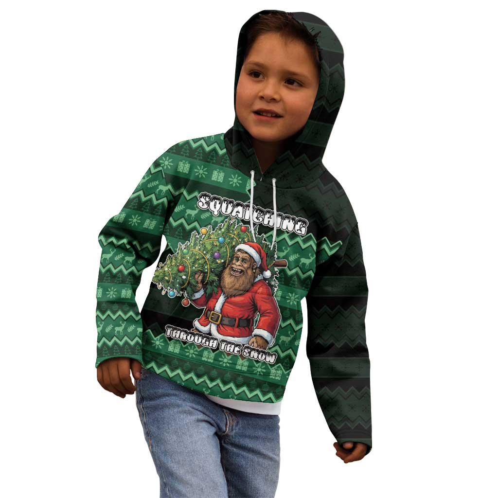 Bigfoot Christmas Kid Hoodie Squatching Through The Snow - Wonder Print Shop