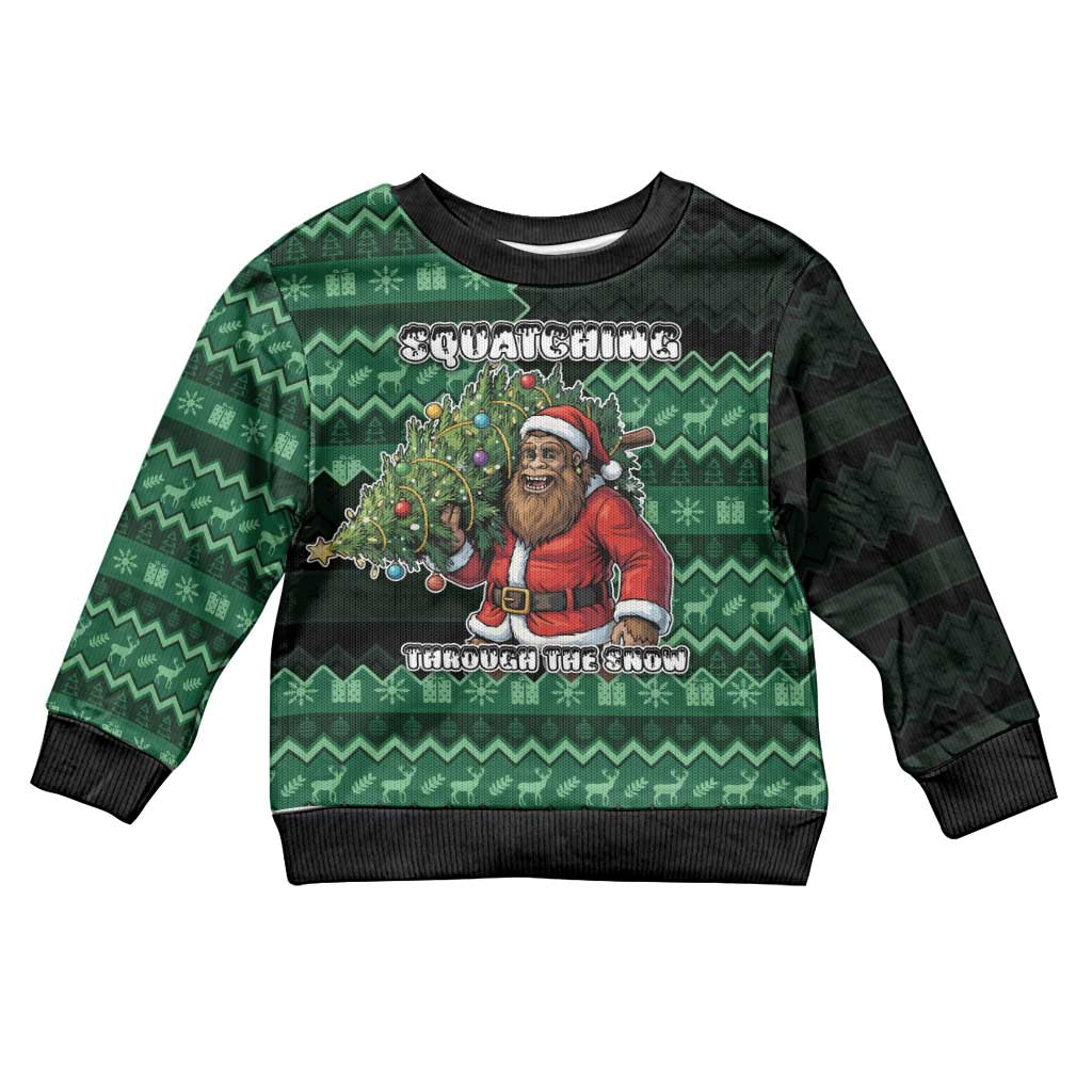 Bigfoot Christmas Kid Ugly Christmas Sweater Squatching Through The Snow - Wonder Print Shop