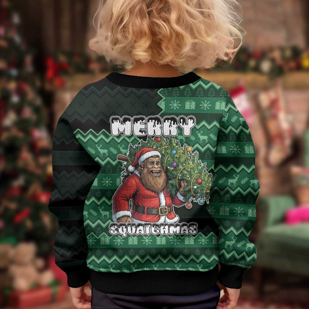 Bigfoot Christmas Kid Ugly Christmas Sweater Squatching Through The Snow - Wonder Print Shop