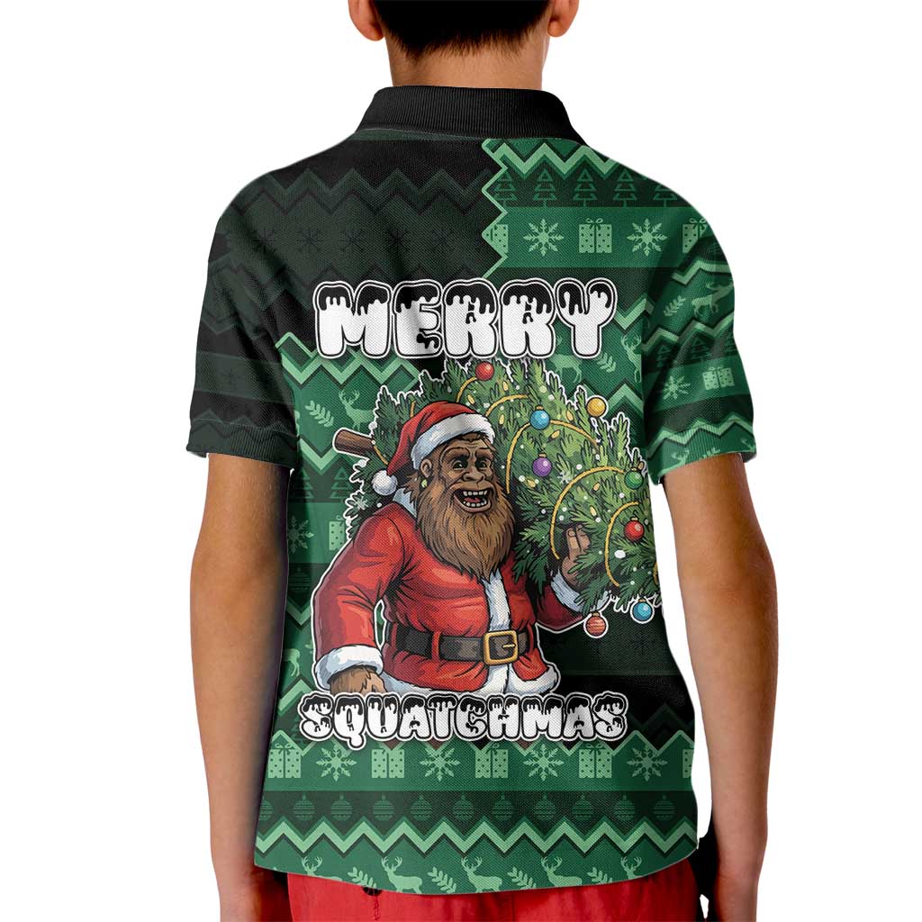 Bigfoot Christmas Kid Polo Shirt Squatching Through The Snow - Wonder Print Shop