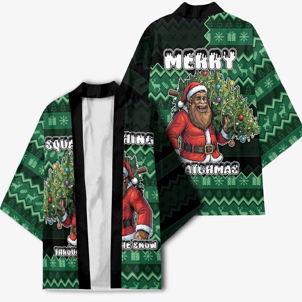 Bigfoot Christmas Kimono Squatching Through The Snow - Wonder Print Shop