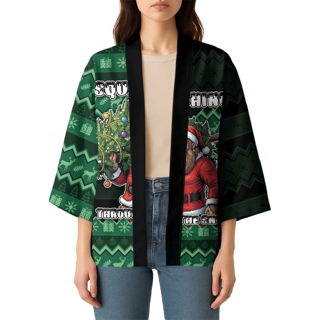 Bigfoot Christmas Kimono Squatching Through The Snow - Wonder Print Shop