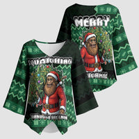Bigfoot Christmas Kimono Sleeve Blouse Squatching Through The Snow - Wonder Print Shop