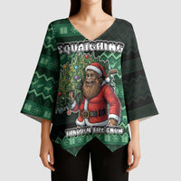 Bigfoot Christmas Kimono Sleeve Blouse Squatching Through The Snow - Wonder Print Shop