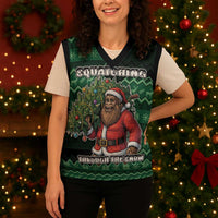 Bigfoot Christmas Knitted V-Neck Vest Squatching Through The Snow - Wonder Print Shop
