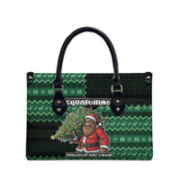 Bigfoot Christmas Leather Bag Squatching Through The Snow - Wonder Print Shop