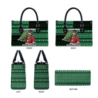 Bigfoot Christmas Leather Bag Squatching Through The Snow - Wonder Print Shop