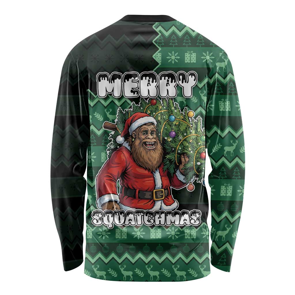 Bigfoot Christmas Long Sleeve Shirt Squatching Through The Snow - Wonder Print Shop