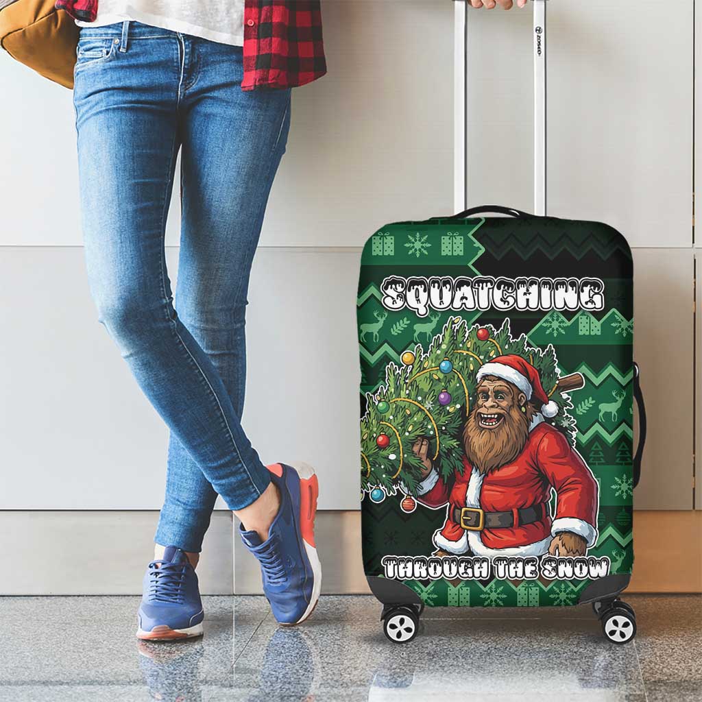 Bigfoot Christmas Luggage Cover Squatching Through The Snow - Wonder Print Shop